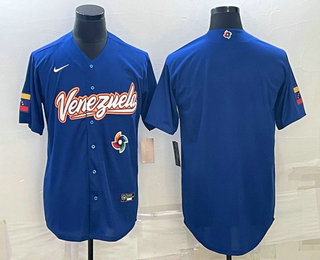 Mens Venezuela Baseball Blank 2023 Royal World Classic Stitched Jerseys